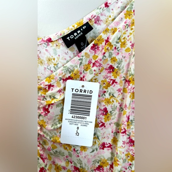 NWT Ava Runched V-Neck Cami, Size 0 (12), Sunshine Ditsy Floral - Picture 7 of 9